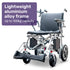 Power Electric Wheelchair, Airline Approved Wheelchair, Extra Lightweight, Long Range, Lithium Batteries, Silver