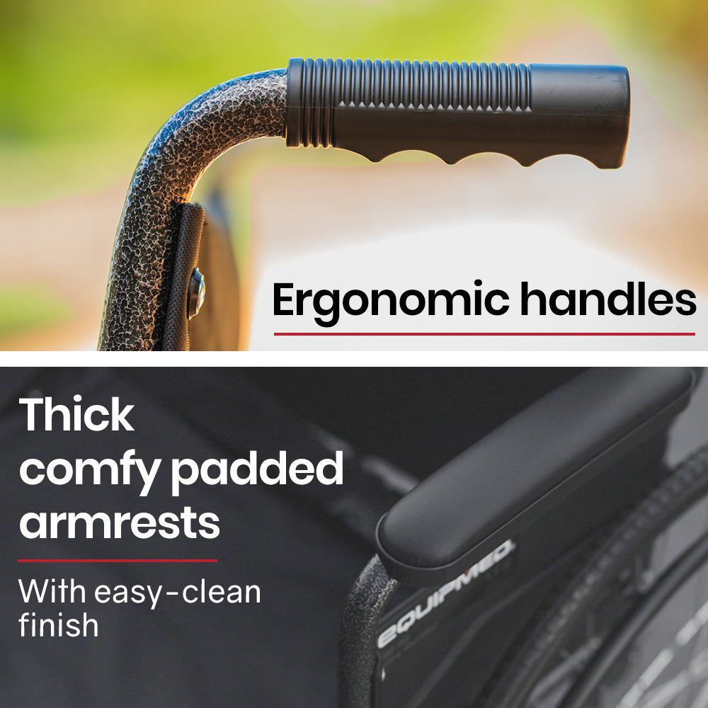 24 Inch Folding Bariatric Wheelchair, XL Wide Design, 136kg Capacity, Park Brakes, Retractable Armrests, Dark Grey Hammertone