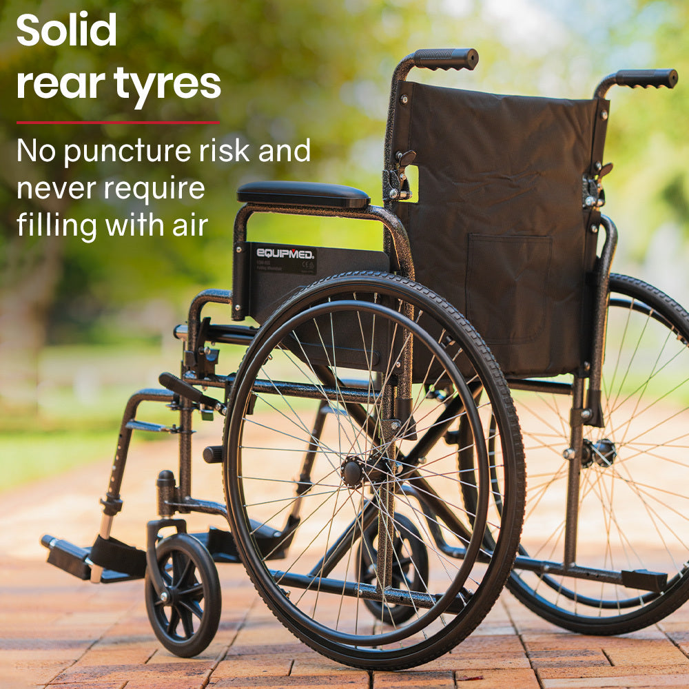 24 Inch Folding Bariatric Wheelchair, XL Wide Design, 136kg Capacity, Park Brakes, Retractable Armrests, Dark Grey Hammertone