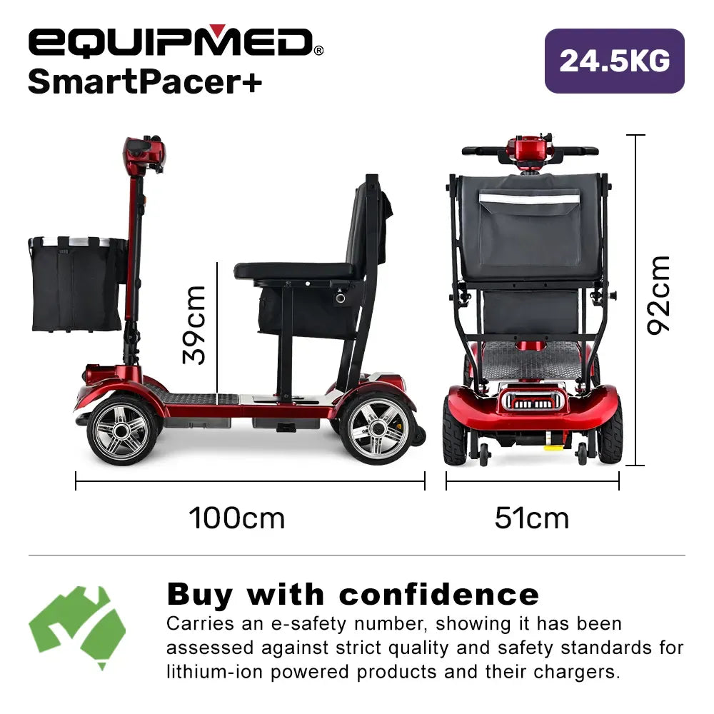 ComfortCruise Large Mobility Scooter, 15km/h Top Speed, Up to 45km Range, Strong Climbing, 120kg Capacity, Red