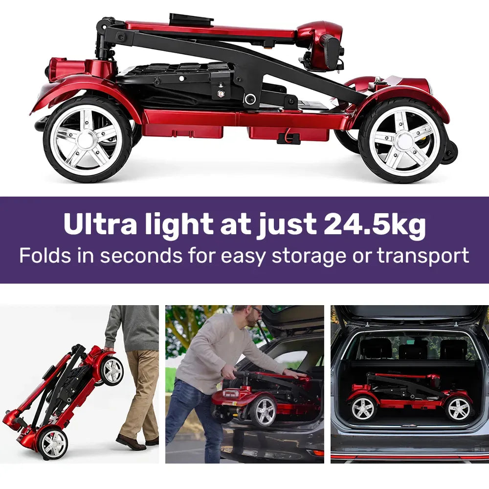ComfortCruise Large Mobility Scooter, 15km/h Top Speed, Up to 45km Range, Strong Climbing, 120kg Capacity, Red