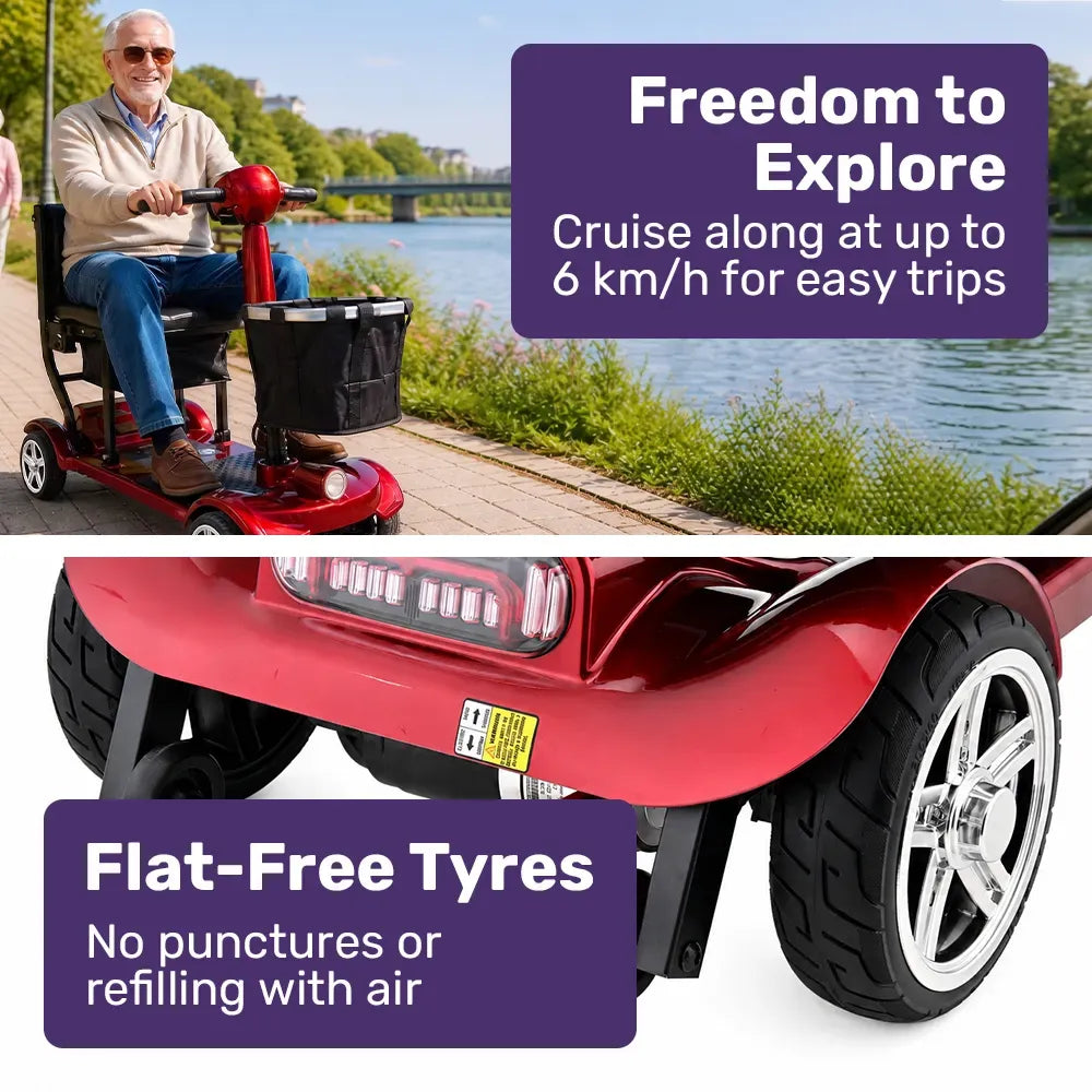 ComfortCruise Large Mobility Scooter, 15km/h Top Speed, Up to 45km Range, Strong Climbing, 120kg Capacity, Red