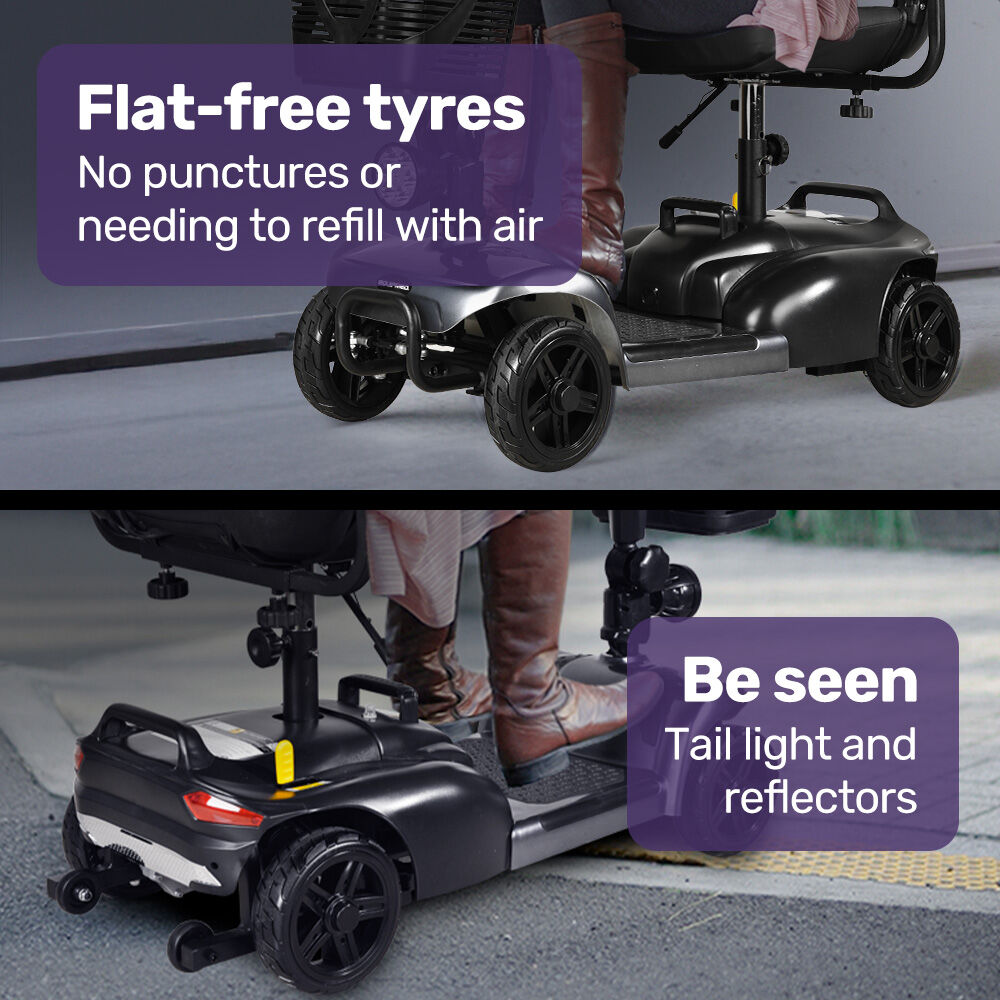 EQUIPMED FreeLite+ Mid-Sized Foldable Electric Mobility Scooter, Lithium Battery, Long Range and Easy Charging, Grey