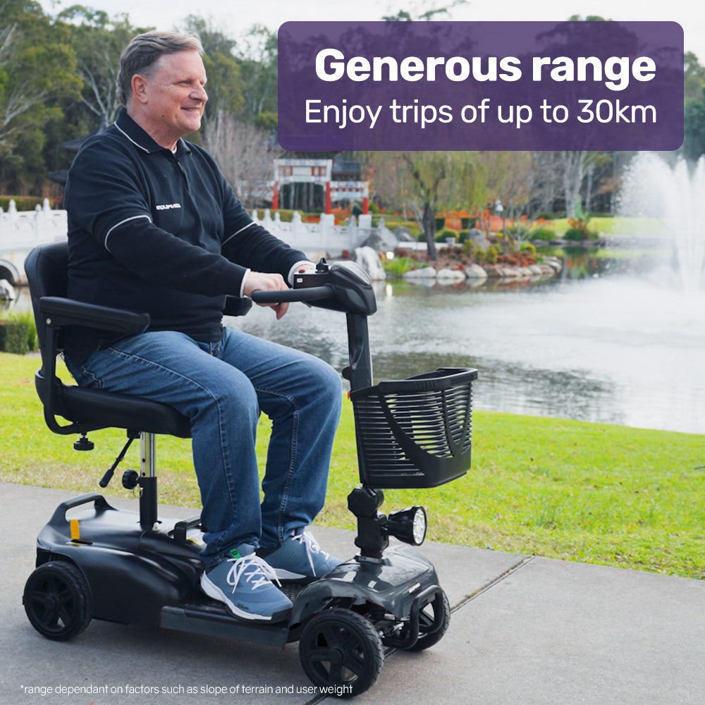 EQUIPMED FreeLite+ Mid-Sized Foldable Electric Mobility Scooter, Lithium Battery, Long Range and Easy Charging, Grey