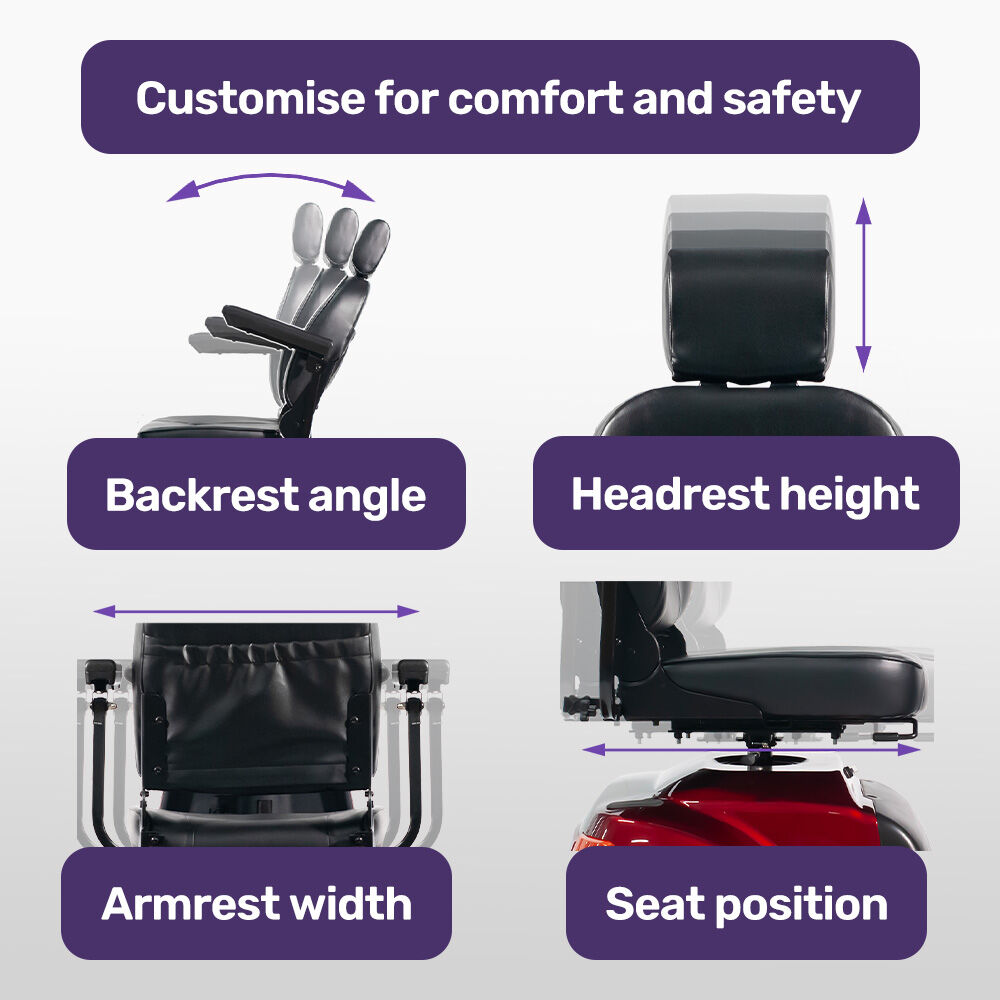 LeisureCruise Extra Large-Sized, High Power, 182kg Capacity Mobility Scooter  - Red