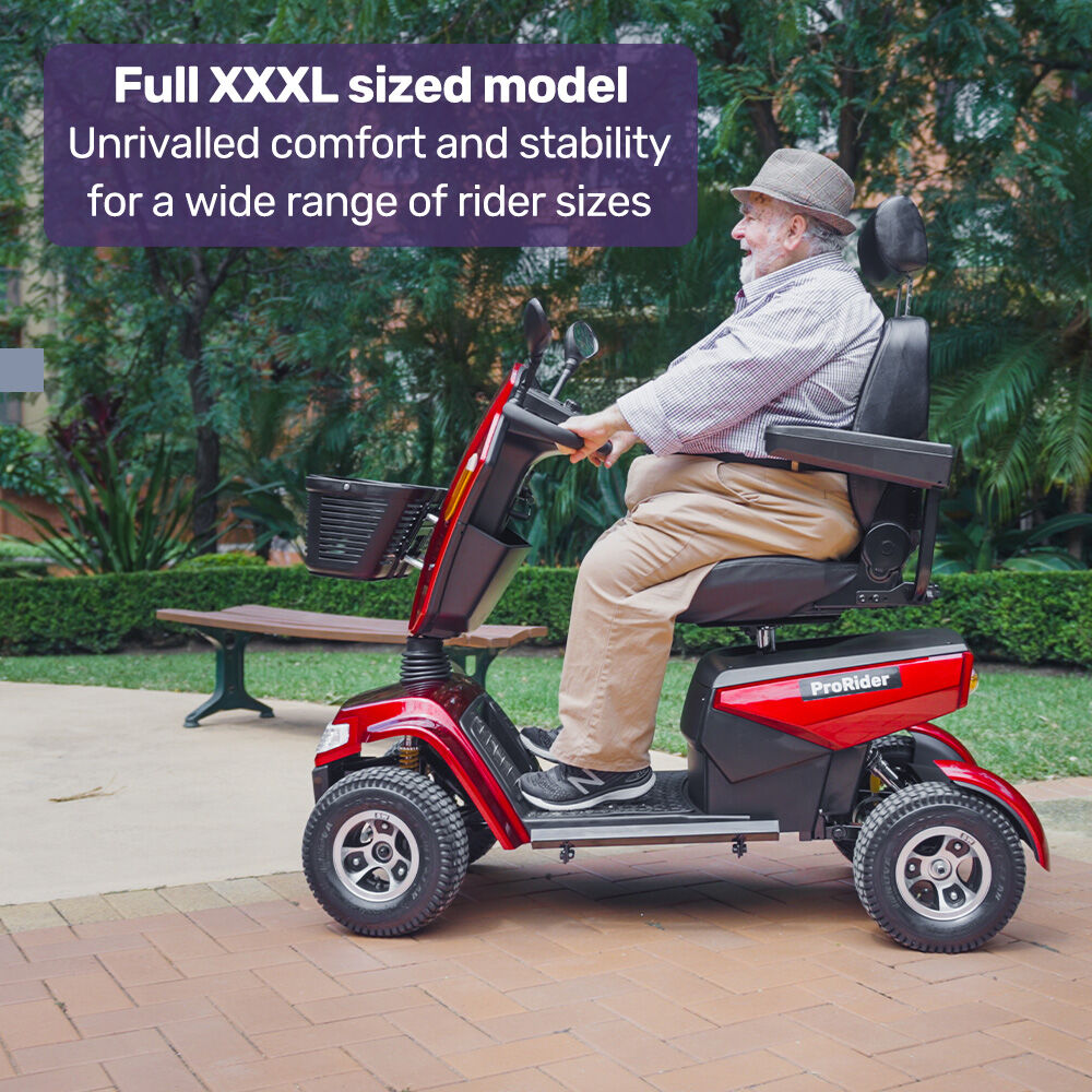 ProRider Ultra Large-sized, High Power, Strong Climber, Varied Terrain, 200kg Capacity Mobility Scooter - Red