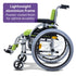 Kids Premium Paediatric Wheelchair, Lightweight Aluminium, 22" Wheels, 75kg Rated, Green