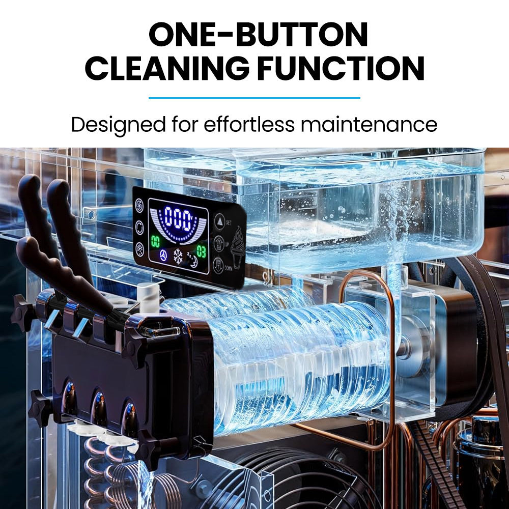 Benchtop Soft Serve Ice Cream Machine, 3 Flavours, 2+Twist, Frozen Yoghurt, Acai Maker, Twin Cylinder, Counter Top Design, 15A Plug