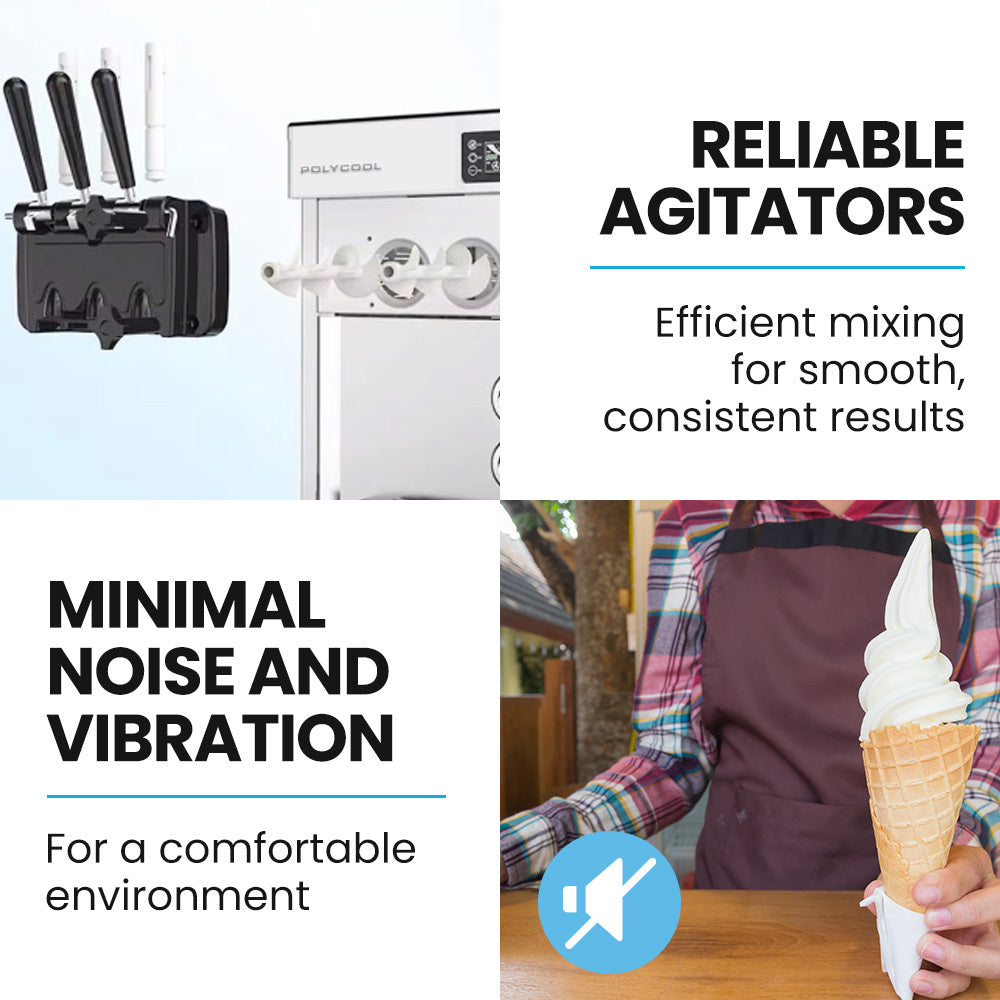 Benchtop Soft Serve Ice Cream Machine, 3 Flavours, 2+Twist, Frozen Yoghurt, Acai Maker, Twin Cylinder, Counter Top Design, 15A Plug