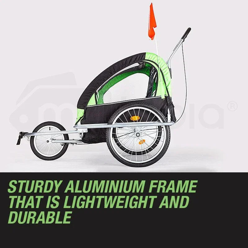 Kids Bike Trailer Bicycle Pram Stroller Children Jogger Green