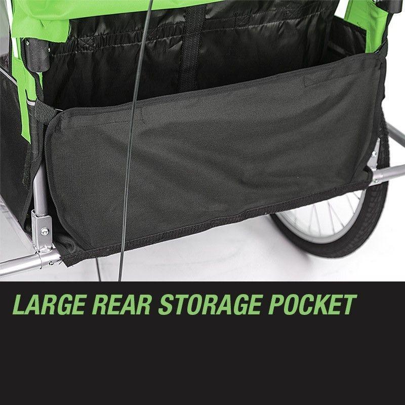 Kids Bike Trailer Bicycle Pram Stroller Children Jogger Green
