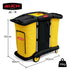 AUCH Double Bag Janitor Cleaning Trolley, Housekeeping Cart, Lockable Cabinet with Storage Tubs, Quiet Wheels, Black