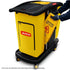 AUCH Double Bag Janitor Cleaning Trolley, Housekeeping Cart, Lockable Cabinet with Storage Tubs, Quiet Wheels, Black
