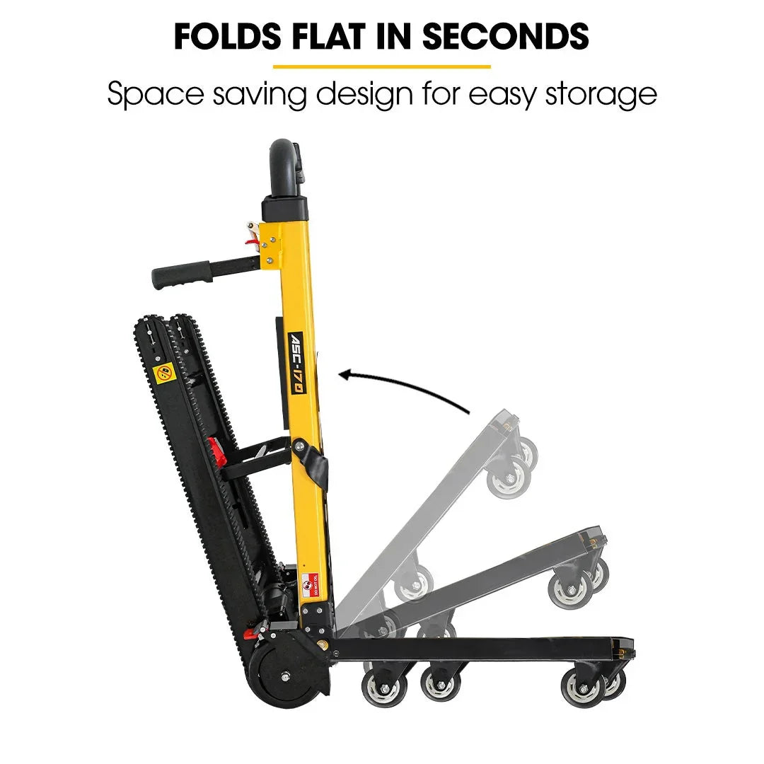 Electric Stair Climbing Hand Truck 159kg Load, Foldable Motorised Dolly Cart for Moving Furniture Appliances Equipment