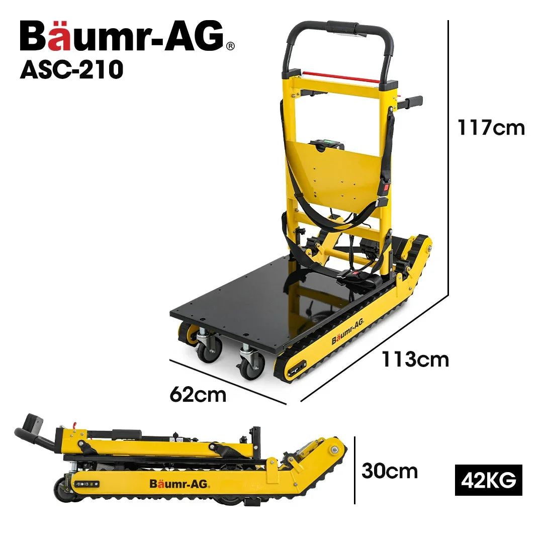Heavy Duty 400W Electric Stair Climbing Hand Truck 210kg Load, Adjustable Tilt, Foldable Motorised Dolly Cart for Moving Furniture Appliances Equipment