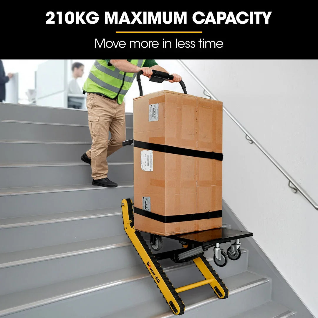 Heavy Duty 400W Electric Stair Climbing Hand Truck 210kg Load, Adjustable Tilt, Foldable Motorised Dolly Cart for Moving Furniture Appliances Equipment