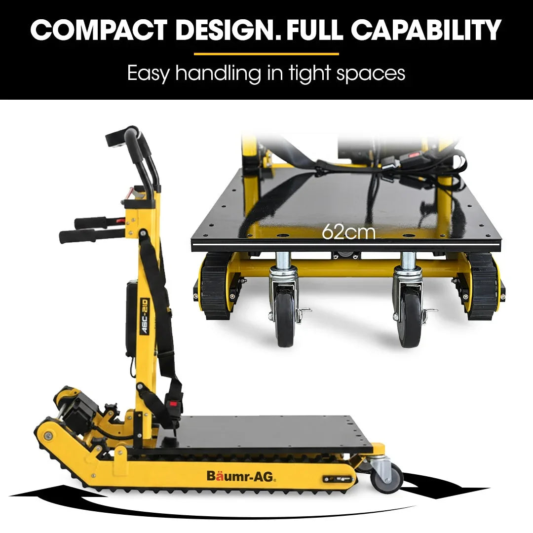 Heavy Duty 400W Electric Stair Climbing Hand Truck 210kg Load, Adjustable Tilt, Foldable Motorised Dolly Cart for Moving Furniture Appliances Equipment