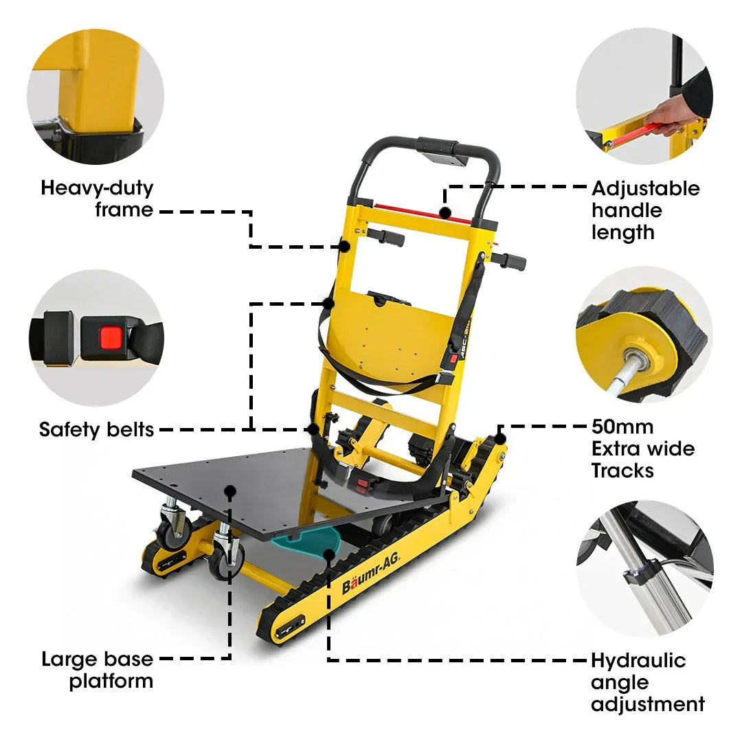 Heavy Duty 400W Electric Stair Climbing Hand Truck 210kg Load, Adjustable Tilt, Foldable Motorised Dolly Cart for Moving Furniture Appliances Equipment
