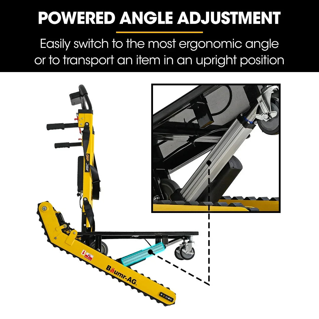 Heavy Duty 400W Electric Stair Climbing Hand Truck 210kg Load, Adjustable Tilt, Foldable Motorised Dolly Cart for Moving Furniture Appliances Equipment