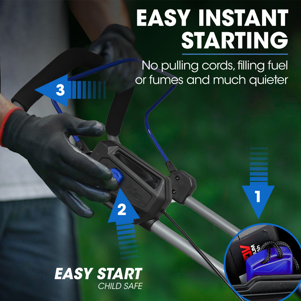 480CX 40V 17" Cordless Lawn Mower Kit, Fast Charger, 2 x 4Ah Batteries, 6 Stage Height, Brushless Electric, 430mm Cutting Path