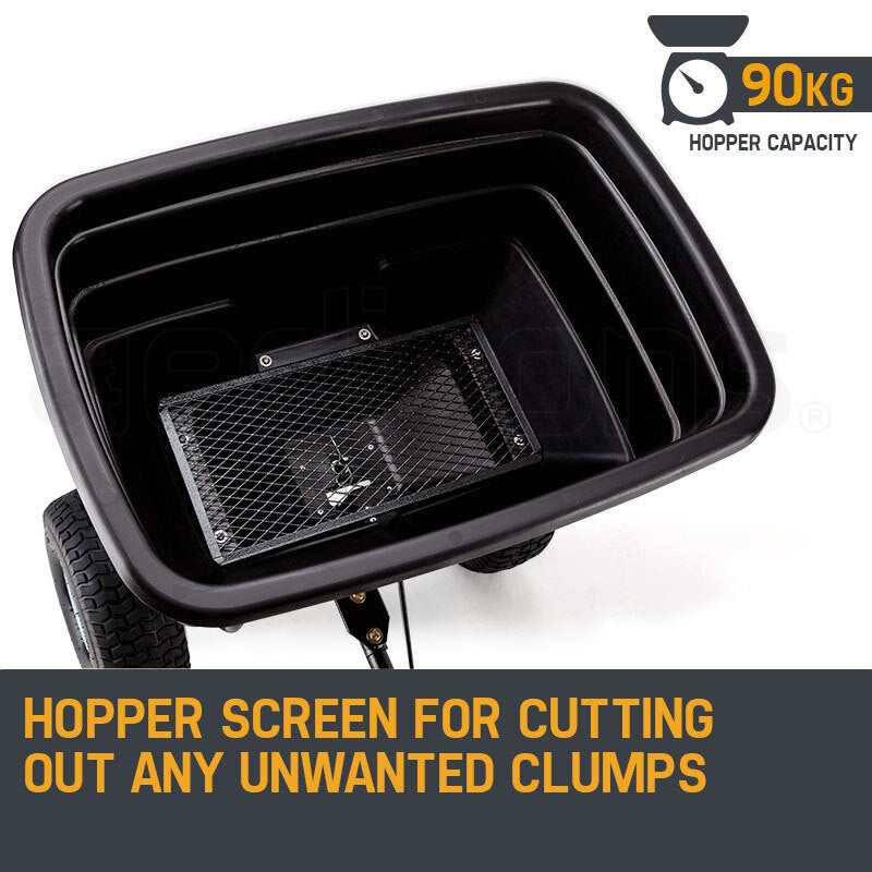 Tow Behind Broadcast Spreader 90kg 105L Seed Fertiliser Tow Rotary