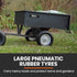 PLANTCRAFT 270kg Capacity Metal Dump Cart Garden Lawn Yard Farm Trolley, Tow Behind Ride on Mower