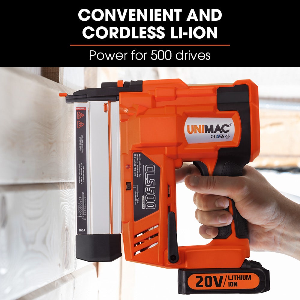 CLS500 15-50mm 18ga 2-in-1 Stapler/Brad Nail Gun, Cordless 20V Lithium Nailer