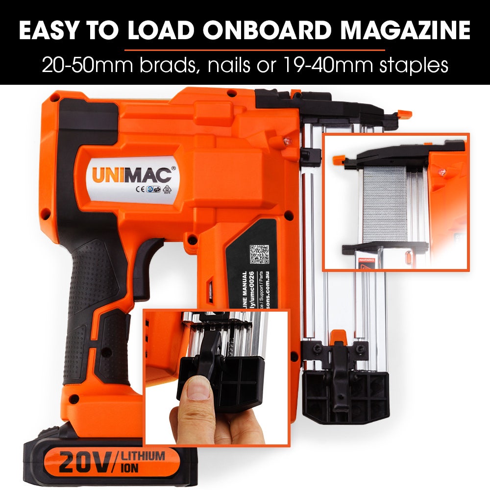 CLS500 15-50mm 18ga 2-in-1 Stapler/Brad Nail Gun, Cordless 20V Lithium Nailer