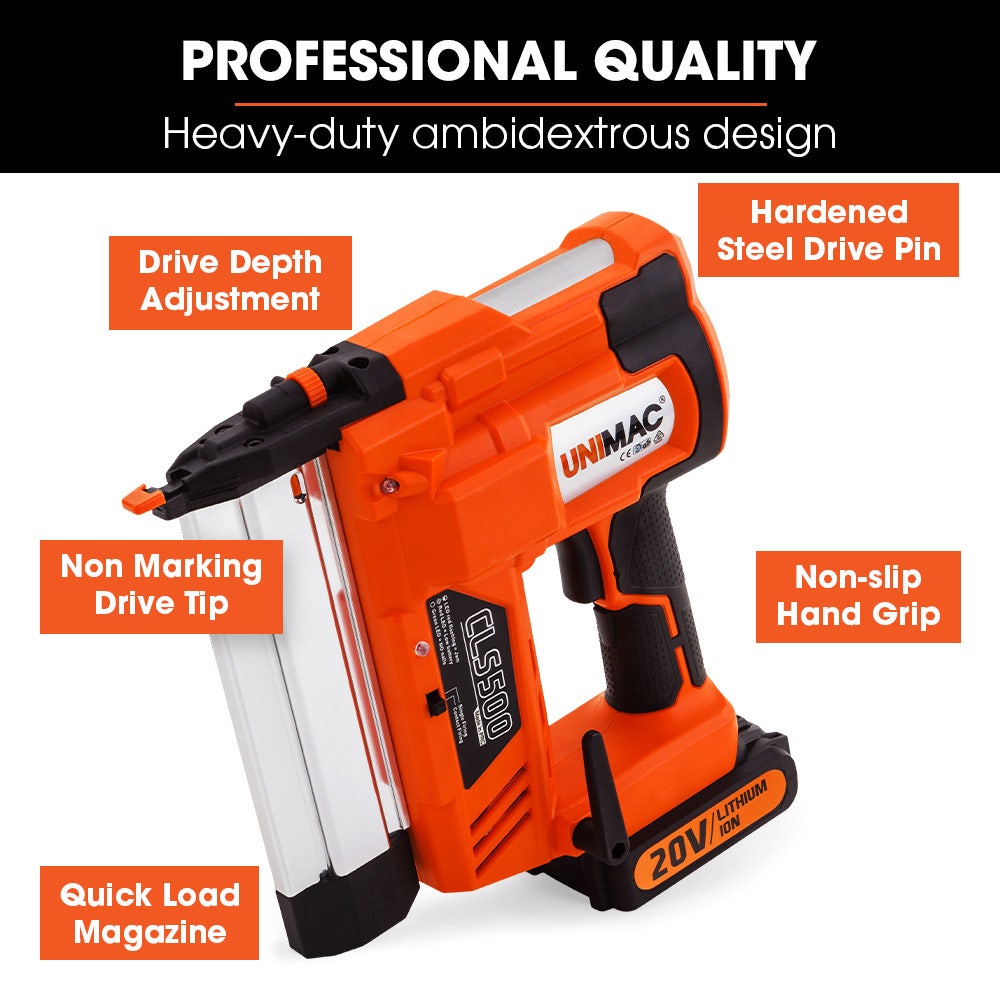 CLS500 15-50mm 18ga 2-in-1 Stapler/Brad Nail Gun, Cordless 20V Lithium Nailer