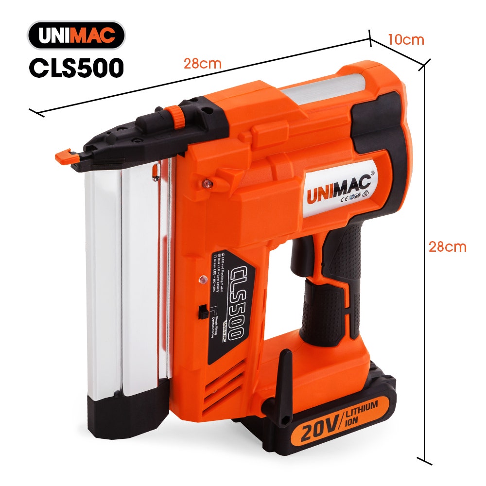 CLS500 15-50mm 18ga 2-in-1 Stapler/Brad Nail Gun, Cordless 20V Lithium Nailer