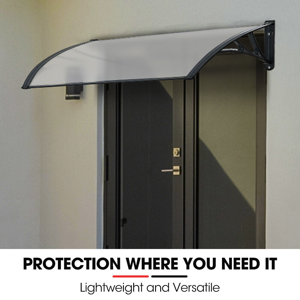 1x1m Aluminium Exterior Awning, Black DIY External UV Rain Protection Clear Polycarbonate Canopy Cover