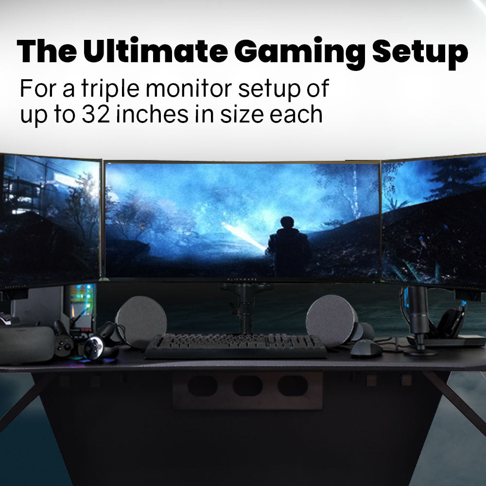 Triple Computer Monitor Mount Stand for Desk with 3 Adjustable Arm Holder for 15 to 32 inch Displays