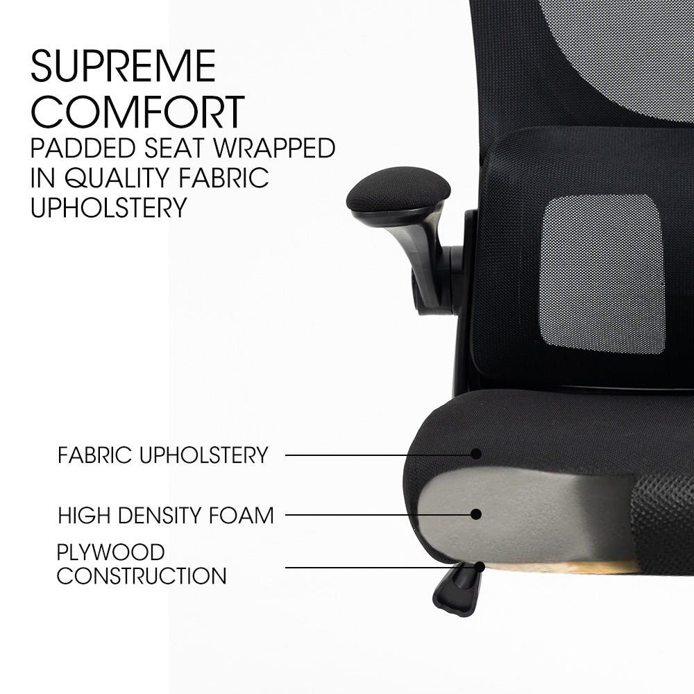 Ergonomic Office Desk Chair, Lumbar Support, Mesh Fabric, Adjustable Headrest, Retractable Armrests, Black