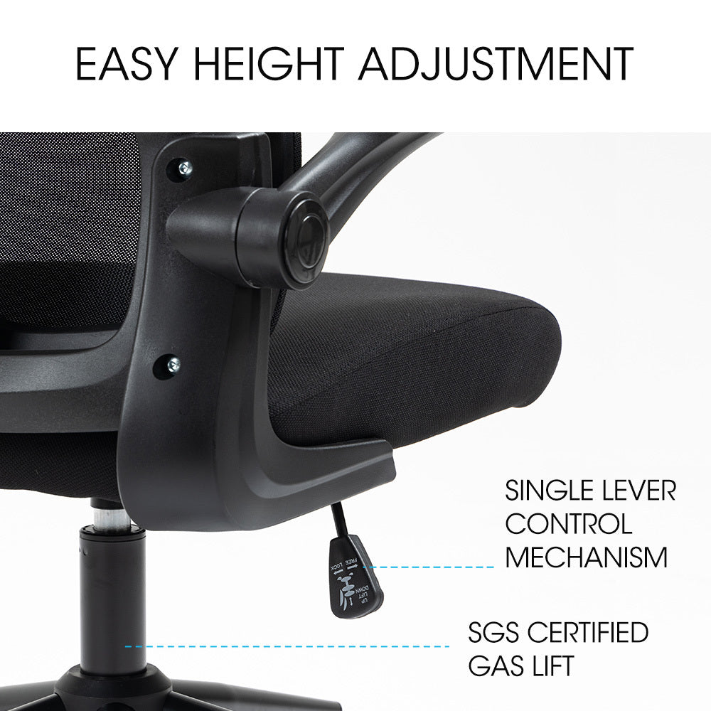 Ergonomic Office Desk Chair, Lumbar Support, Mesh Fabric, Adjustable Headrest, Retractable Armrests, Black