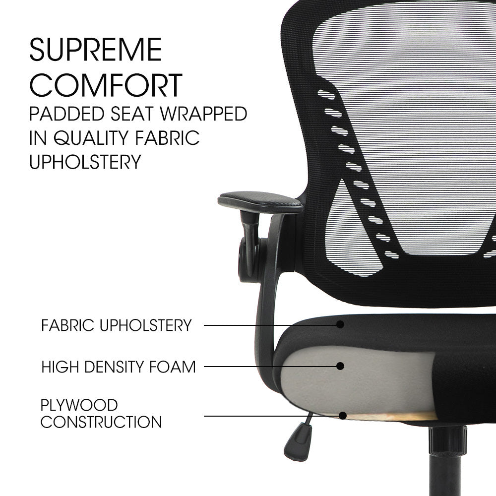 Ergonomic Office Desk Chair, Coolmesh Fabric, Adjustable Recline, Black Mesh/Black Frame