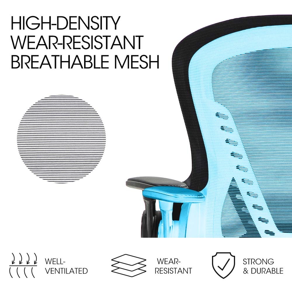 Ergonomic Office Desk Chair, Coolmesh Fabric, Adjustable Recline, Black Mesh/Black Frame