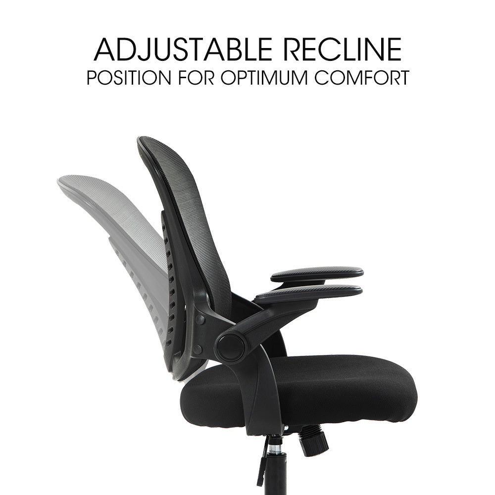 Ergonomic Office Desk Chair, Coolmesh Fabric, Adjustable Recline, Black Mesh/Black Frame