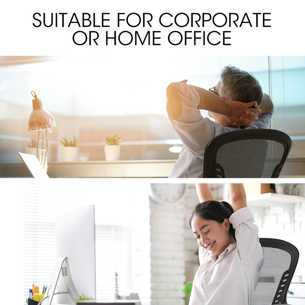 Ergonomic Office Desk Chair, Coolmesh Fabric, Adjustable Recline, Black Mesh/Black Frame