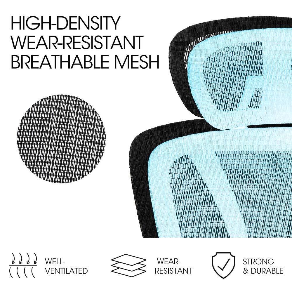 Ergonomic Office Desk Chair, Coolmesh Fabric, Adjustable Lumbar Support, Headrest, Armrest and Recline, Black Mesh/Black Frame