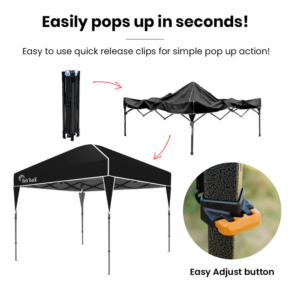 3.6x2.2m Ultra Compact Folding Gazebo, Carry bag, Portable Outdoor Popup Marquee for Camping Beach, Black