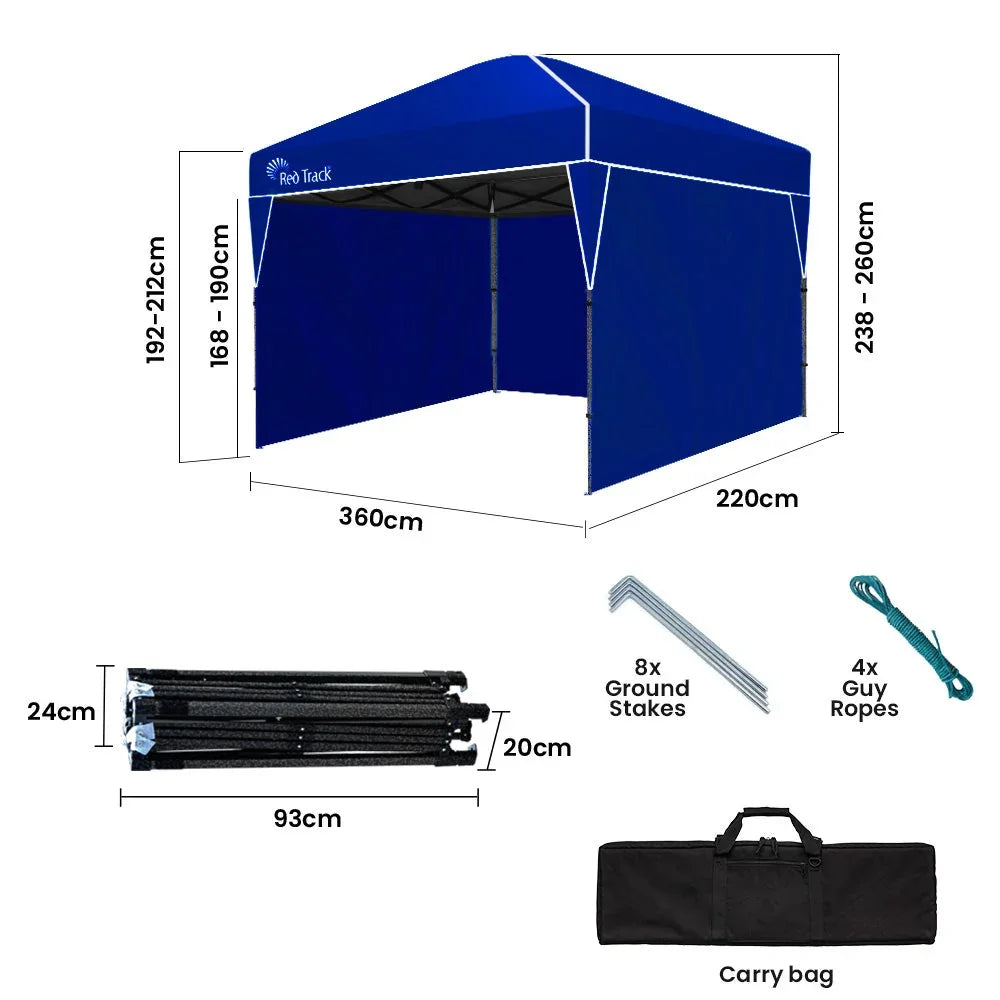 3.6x2.2m Ultra Compact Folding Gazebo, Walls, Carry bag, Portable Outdoor Popup Marquee for Camping Beach, Navy Blue