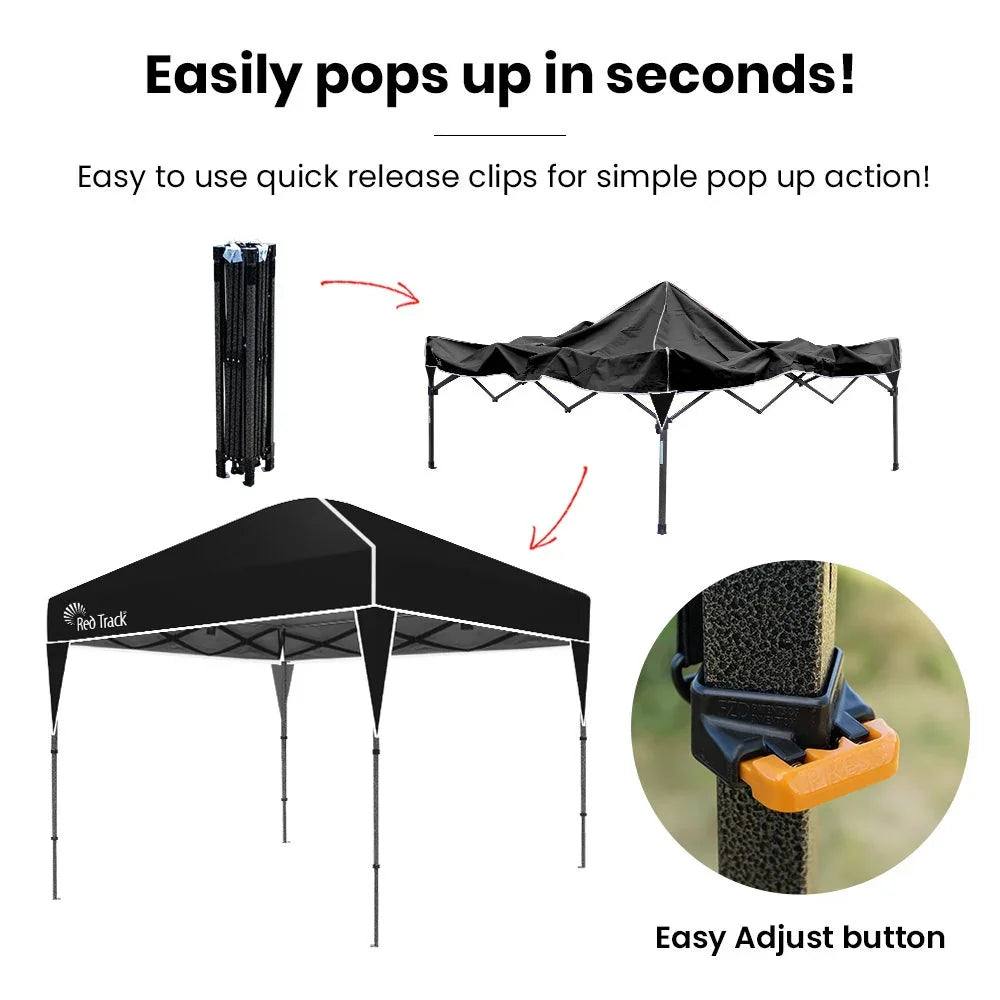 3x3m Ultra Compact Folding Gazebo, Carry bag, Portable Outdoor Popup Marquee for Camping Beach, Black