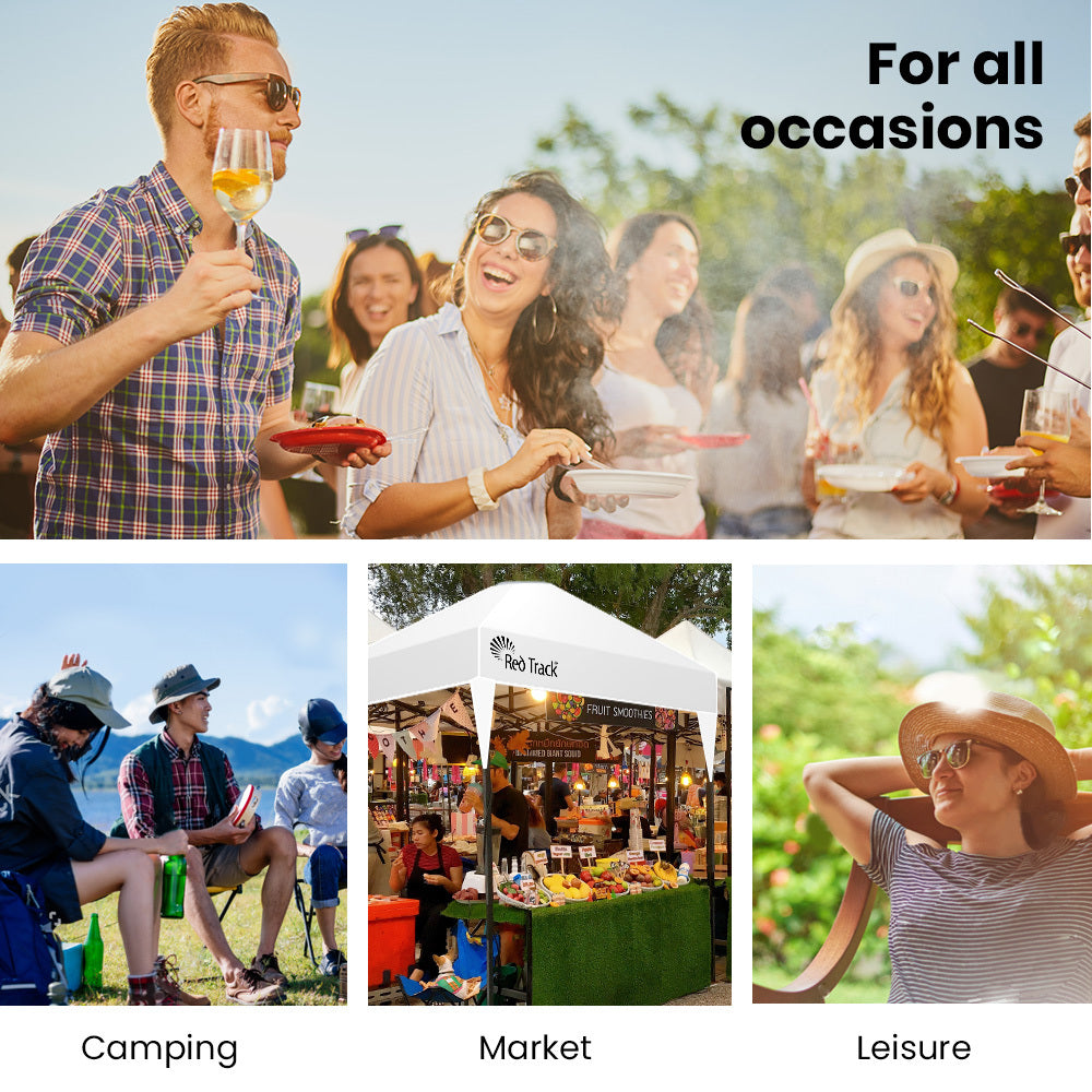 3x3m Ultra Compact Folding Gazebo, Walls, Carry bag, Portable Outdoor Popup Marquee for Camping Beach, White