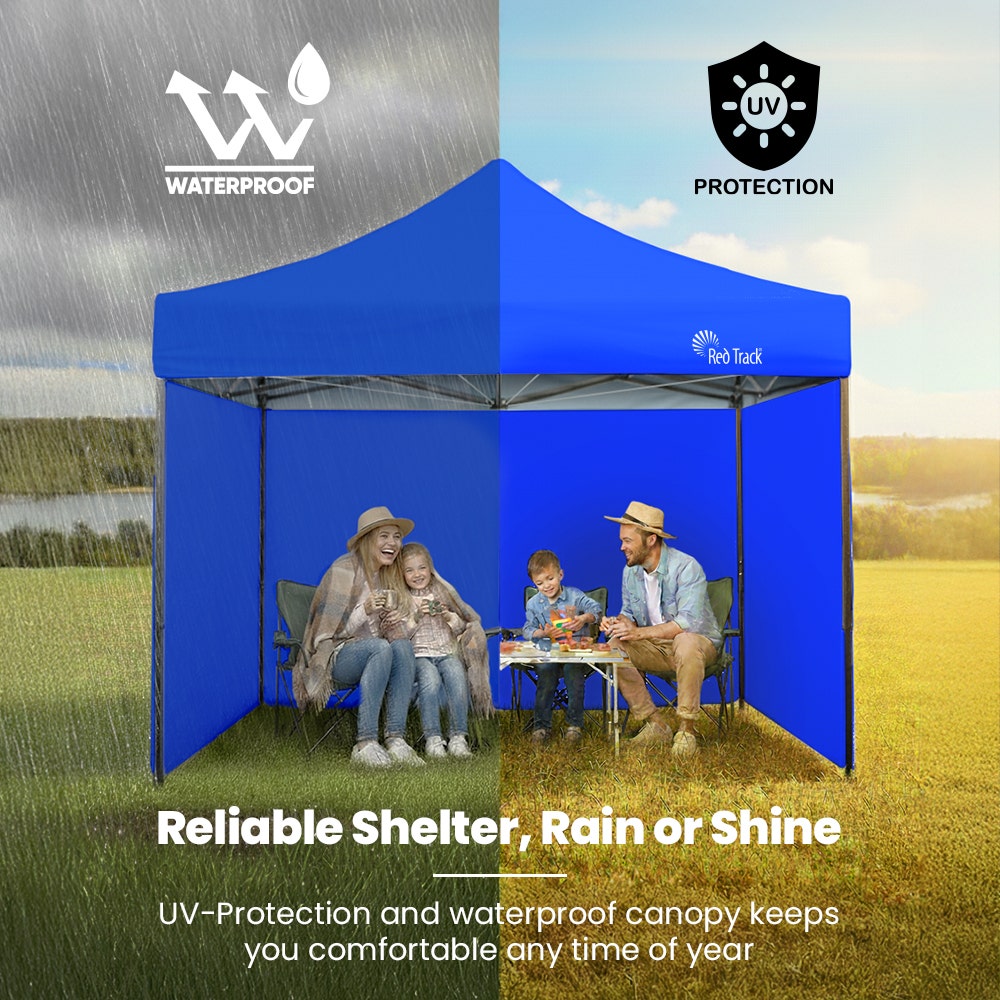 3x3m Premium Pop Up Gazebo Marquee, Patented Steel Cable Canopy Support System, Wheeled Carry Bag, Side Walls, UV Block, Reinforced Frame, Blue