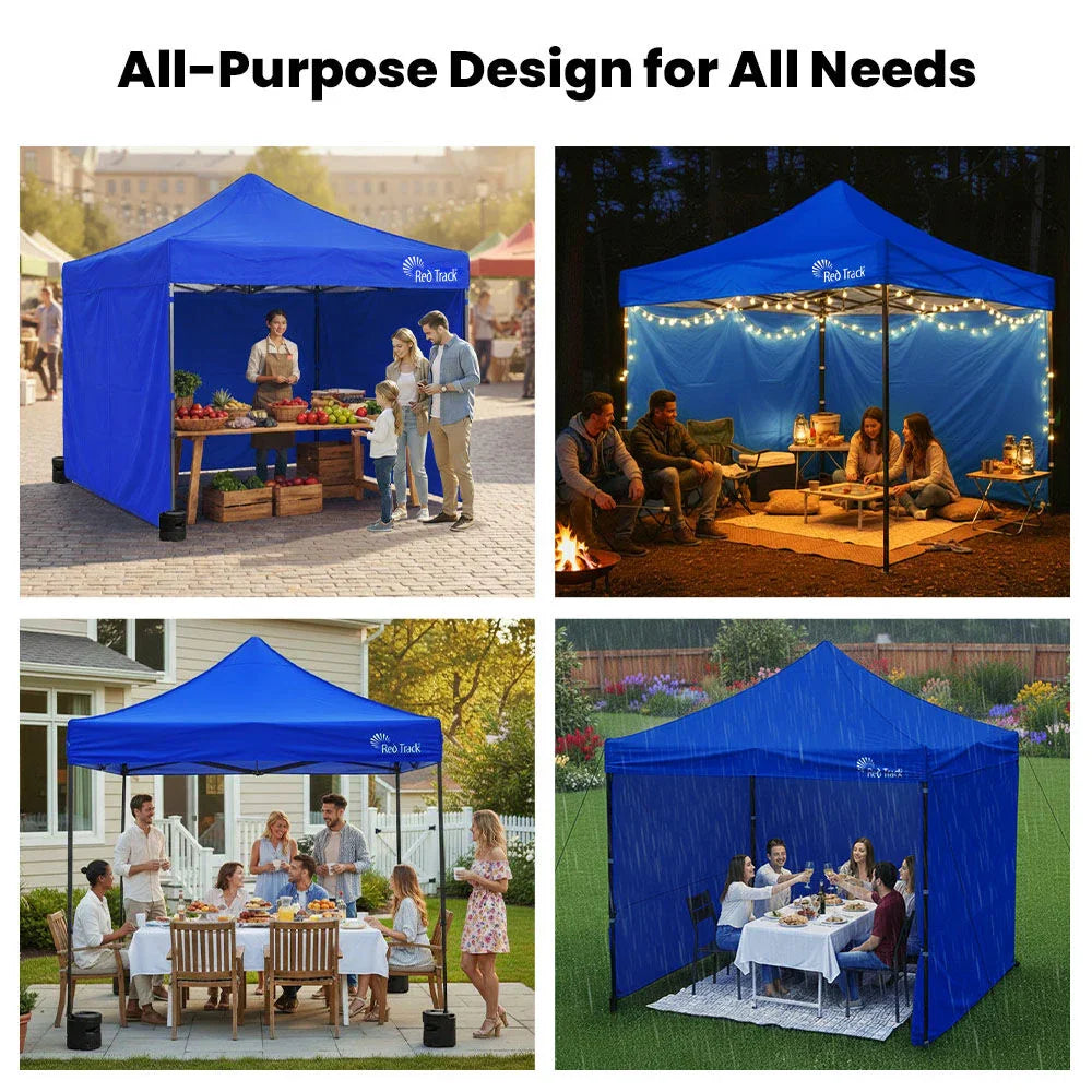 3x3m Premium Pop Up Gazebo Marquee, Patented Steel Cable Canopy Support System, Wheeled Carry Bag, Side Walls, UV Block, Reinforced Frame, Blue