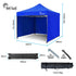 3x3m Premium Pop Up Gazebo Marquee, Patented Steel Cable Canopy Support System, Wheeled Carry Bag, Side Walls, UV Block, Reinforced Frame, Blue