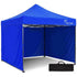 3x3m Premium Pop Up Gazebo Marquee, Patented Steel Cable Canopy Support System, Wheeled Carry Bag, Side Walls, UV Block, Reinforced Frame, Blue
