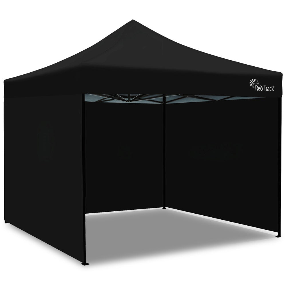 3x3m Premium Pop Up Gazebo Marquee, Patented Steel Cable Canopy Support System, Wheeled Carry Bag, Side Walls, UV Block, Reinforced Frame, Black