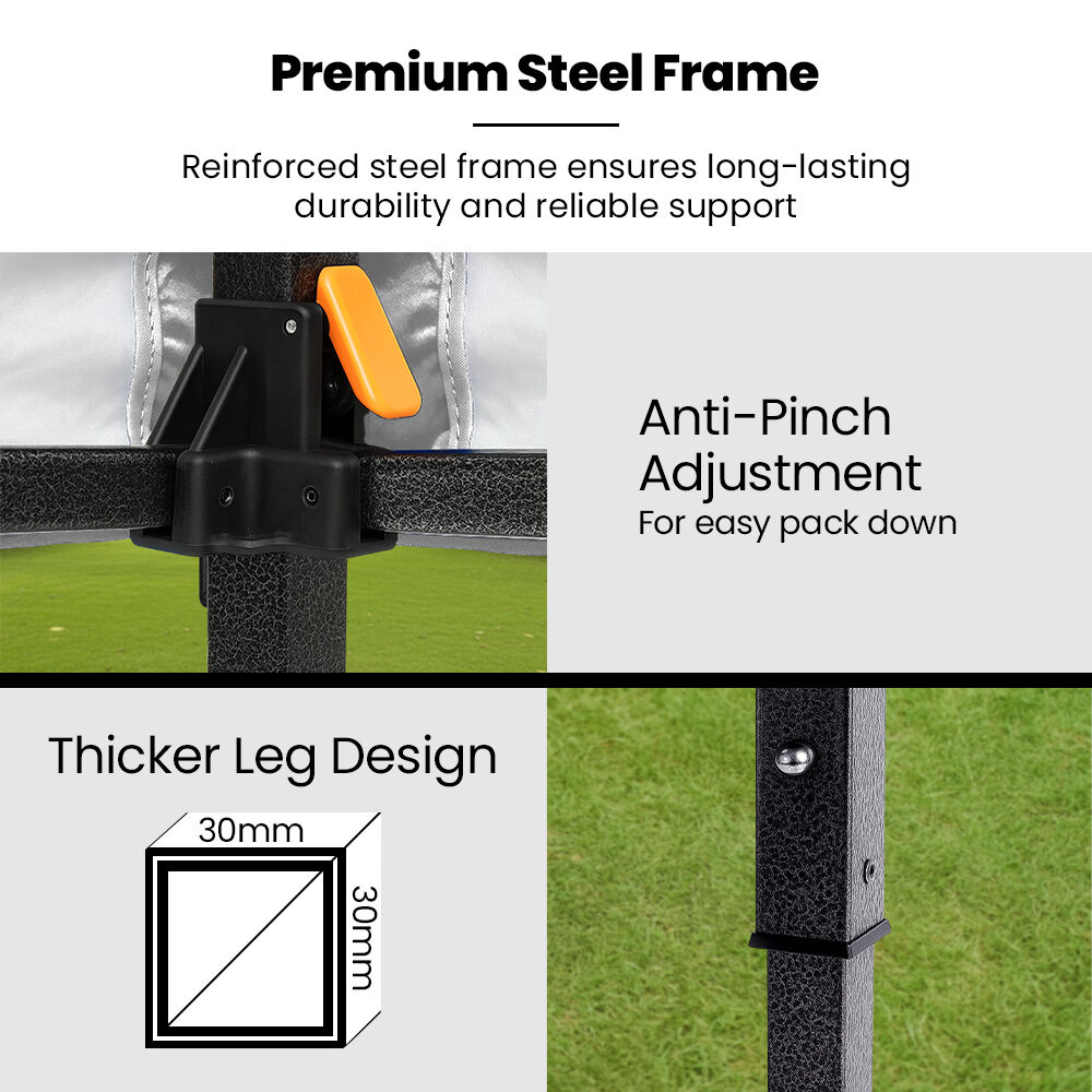 3x3m Premium Pop Up Gazebo Marquee, Patented Steel Cable Canopy Support System, Wheeled Carry Bag, Side Walls, UV Block, Reinforced Frame, White