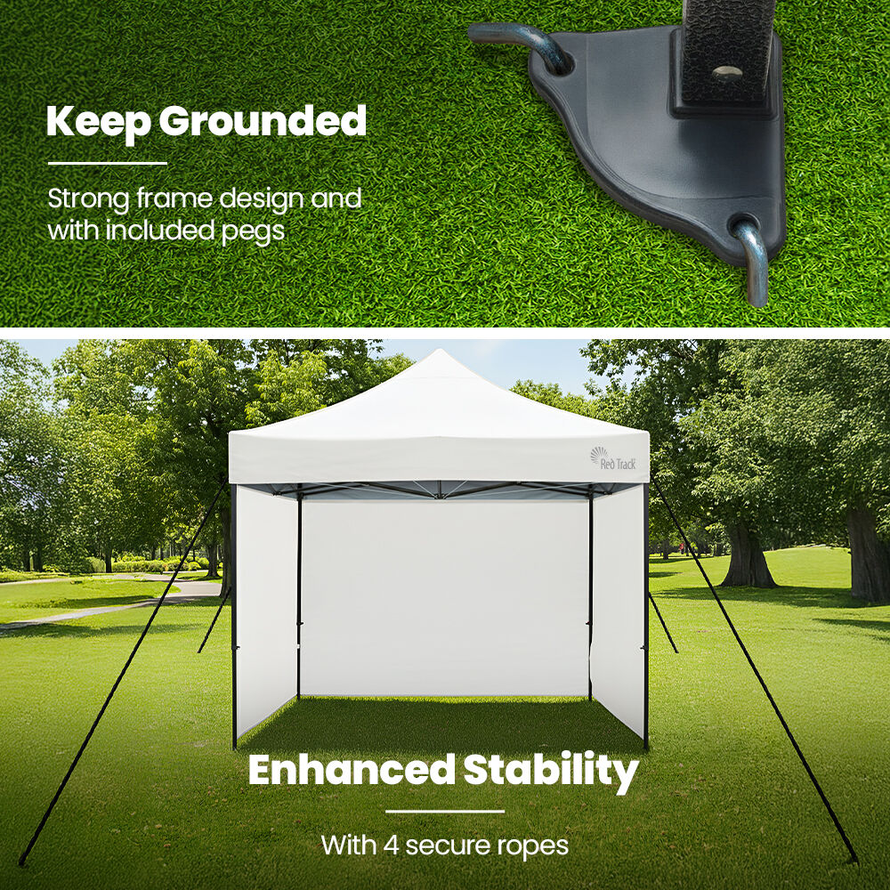 3x3m Premium Pop Up Gazebo Marquee, Patented Steel Cable Canopy Support System, Wheeled Carry Bag, Side Walls, UV Block, Reinforced Frame, White